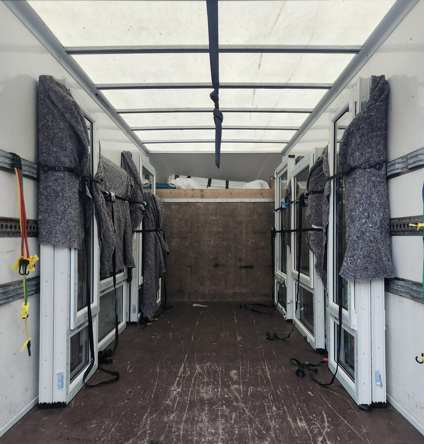 Back of G & D Electrical Services Ltd removal van, showcasing their efficient and professional removal service in Insch AB52 6HG, providing top-notch transport solutions for homes and businesses.